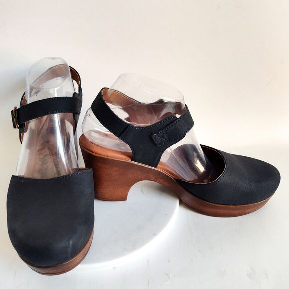 B.o.c Born Size 10 Midnight Blue Clogs Sandals Ankle Strap Platform Block Heels - Picture 6 of 13